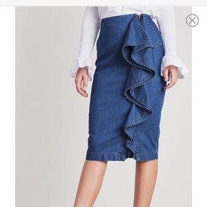 LOST INK Dark Denim Ruffle Skirt